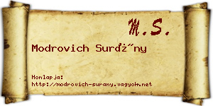 Modrovich Surány névjegykártya